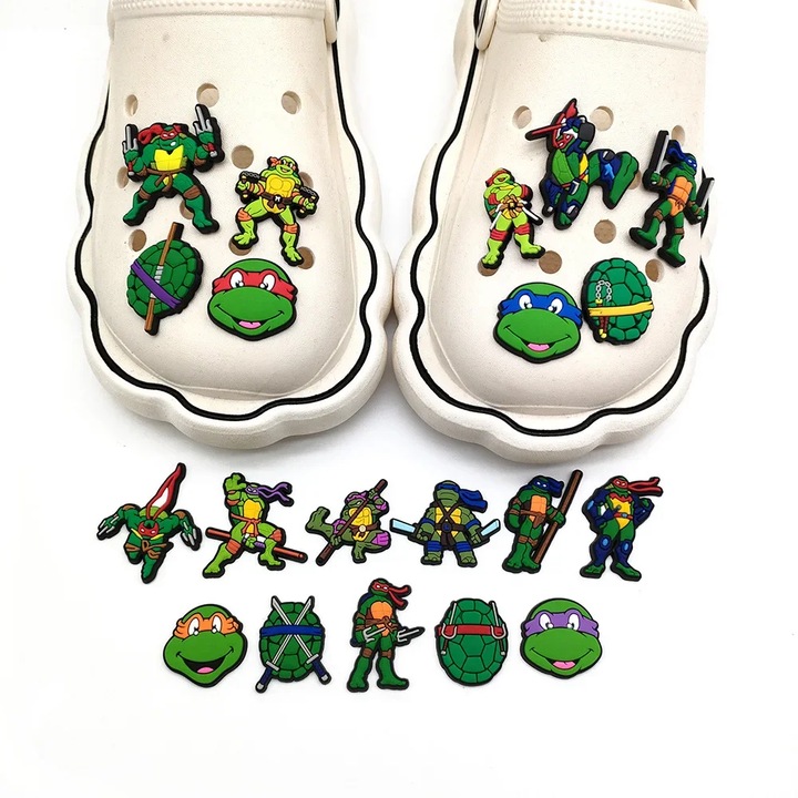 Set 20 Pinuri Jibbitz Accesorii pentru Crocs Saboti, Model Testoase Ninja