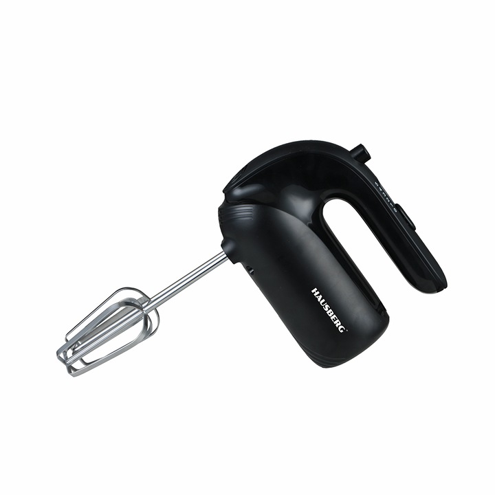Ръчен миксер HAUSBERG HB-4215NG, 250W, 5 скорости, Ниво на шум 85 dB, Включени аксесоари, Черен