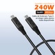 Cablu de date USB-C 4.0, PRESTIGE CHARGE®, transfer date 40Gbps, video 8K@60Hz 4K@144Hz, incarcare PD 240W laptop, monitor, telefon, compatibil Thunderbolt 3/4 si Iphone 15, 16 si 17, negru textil, 0.5m