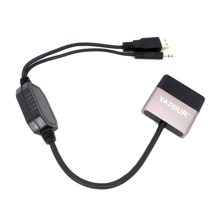 Interfata Bluetooth 5.0 pentru muzica YATOUR CBT300-BM, AUX-IN, USB compatibila cu BMW, X3, X5, M6, X6, E60 Mini Cooper, plug and play, sunet de calitate cd, 5V, Negru