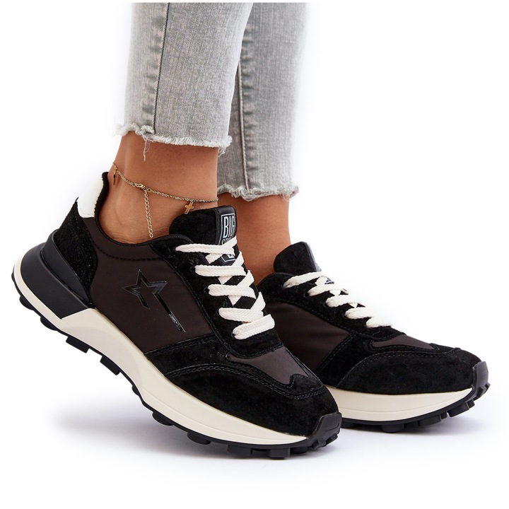 Sneakers de Piele pentru Femei Big Star NN274963 Negri, Negru