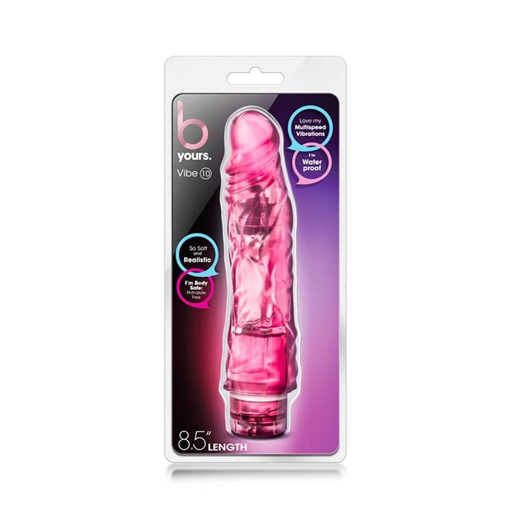 Вибратор Blush B Yours Vibe 10, PVC, Водоустойчив, Дължина 21-25 см, Диаметър 4,5-4,9 см, Розов