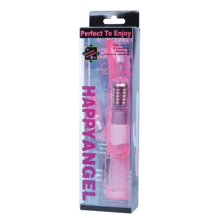 Вибратор Debra Happy Angel G-spot, Въртящ се със стимулатор за клитор, Водоустойчив, Диаметър 3-3,4 см, Лилав