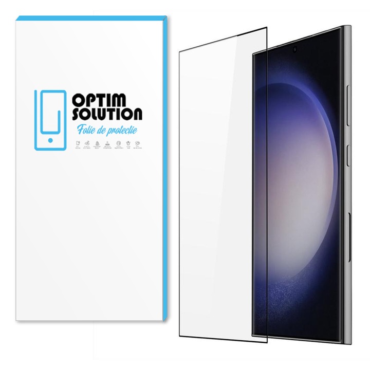 Стъклен протектор 5D, За Samsung Galaxy S24 Ultra, OPTIM SOLUTION, Висока разделителна способност, Прецизен дизайн на нано ниво, Edge-to-Edge Cover, Жизненост на цветовете, Оптично стъкло, Подобрена яснота, Черен