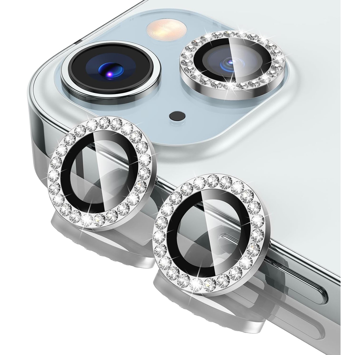 Folie Camera Daden din sticla pentru iPhone 14/14 Plus, Full Cover, Diamond, Protectie Profesionala, Ultra Rezistenta, Calitate Premium, Argintiu