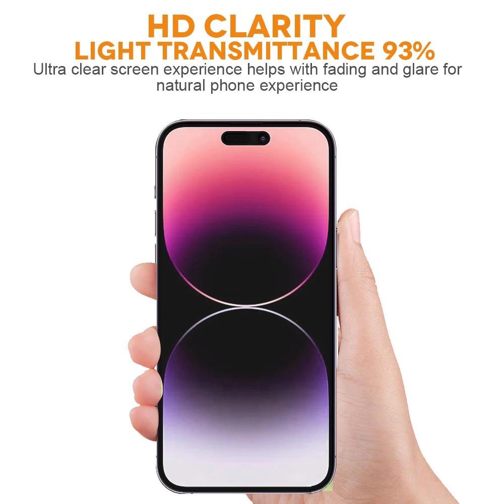 Folie Protectie Sticla securizata Mkpshield, compatibila iPhone 15 Pro, Full Glue, Ultra HD, Margini Negre