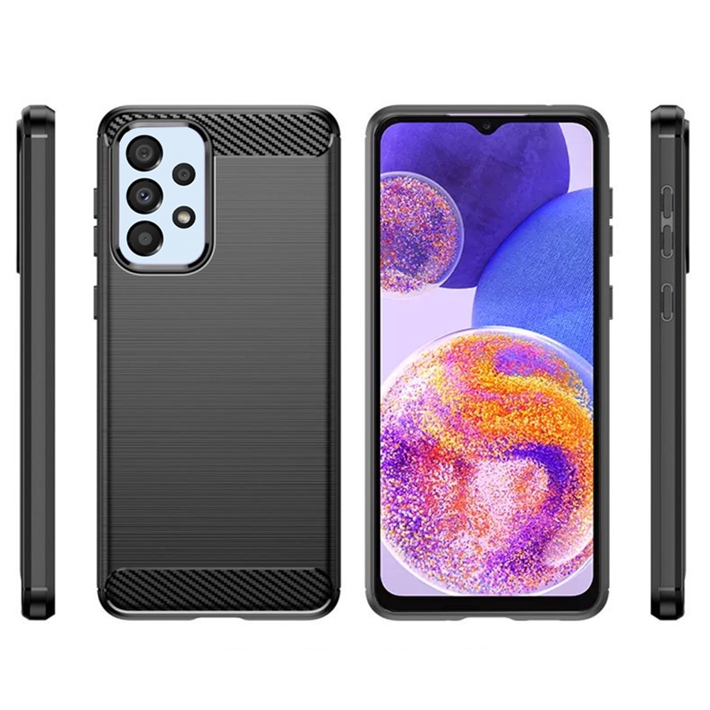 Husa compatibila cu Samsung Galaxy A23 4G / A23 5G TPU Ultra Protect Slim Anti-Soc, Fibra de Carbon, Negru