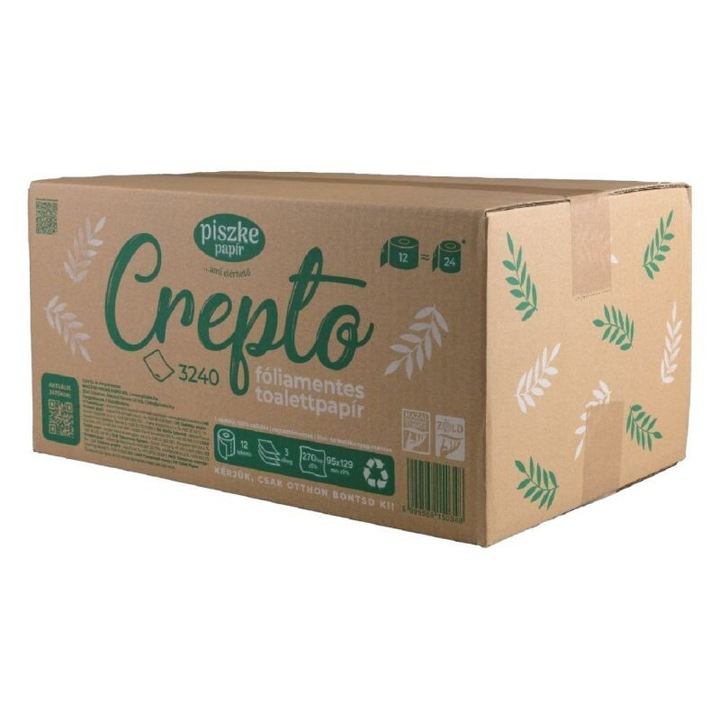 Crepto 3240 12 tekercses, 3 rétegű, dobozos toalettpapír