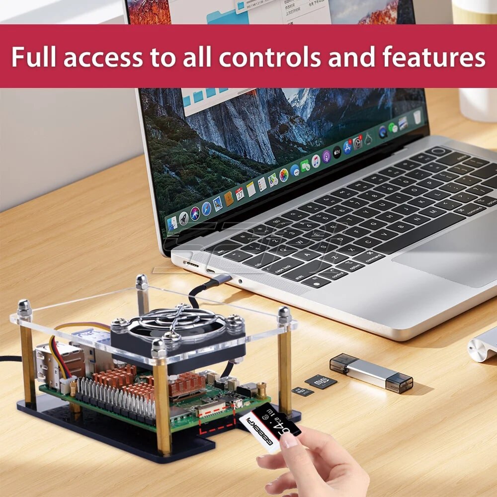 Carcasa acrilica pentru Raspberry Pi 5 cu ventilator si radiatori - eMAG.ro