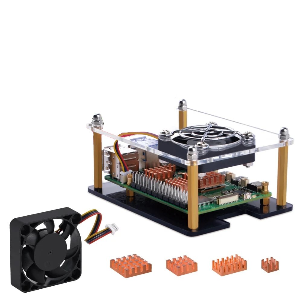Carcasa acrilica pentru Raspberry Pi 5 cu ventilator si radiatori - eMAG.ro