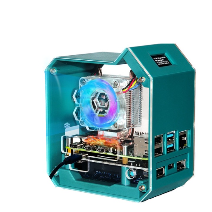 Kit Carcasa Mini Turn ABS cu Ventilator RGB si Ecran OLED