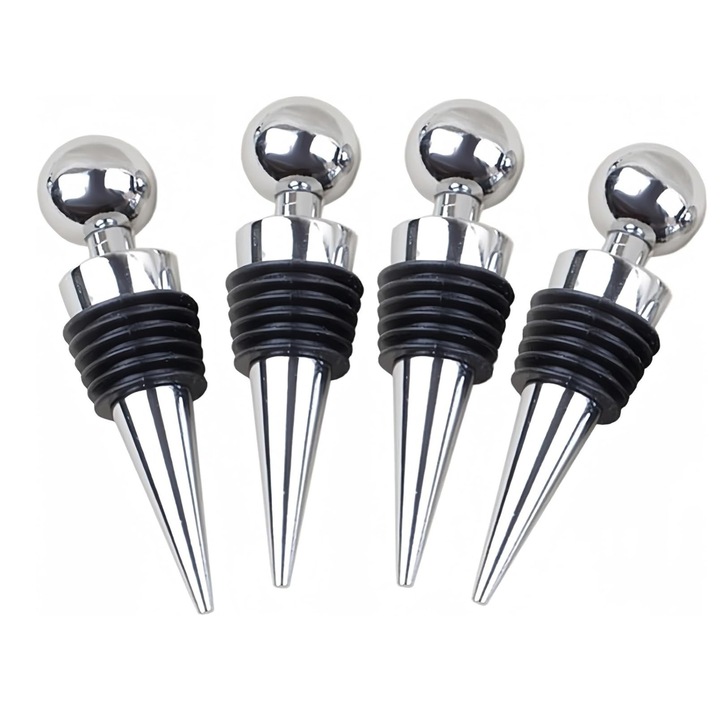 Set dopuri pentru sticle de vin, elegante cu etansare din silicon premium, LXE CONCEPT - set 4 buc, BPA FREE, pastreaza aromele intacte si proaspetei