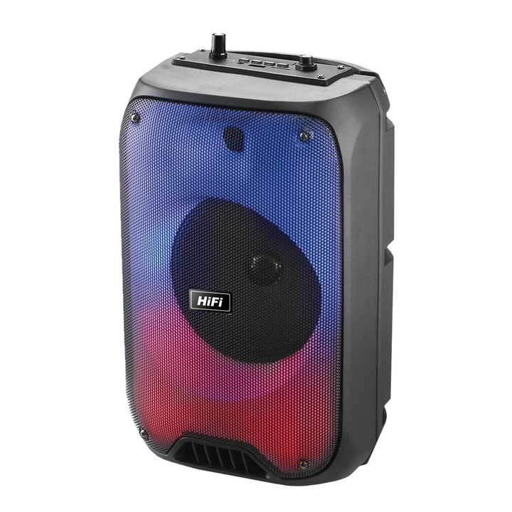Difuzor portabil AIG RX-6168, 10 W, Bluetooth, USB, radio FM, MP3, MP4, MP5, microfon si telecomanda incluse, negru