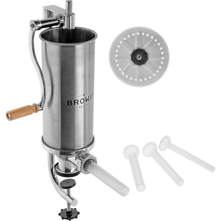 Masina de umplut carnati manuala Browin, verticala, 4 lejuri, inox, 4kg