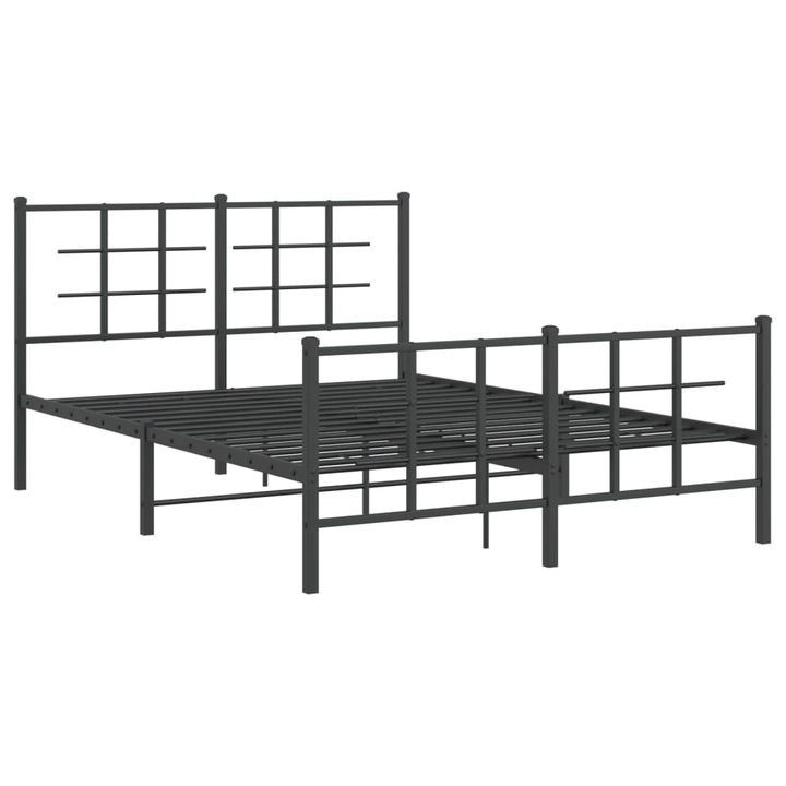 Cadru pat metalic cu tablie de cap/picioare vidaXL, negru, 140x190 cm, 22 kg 355579