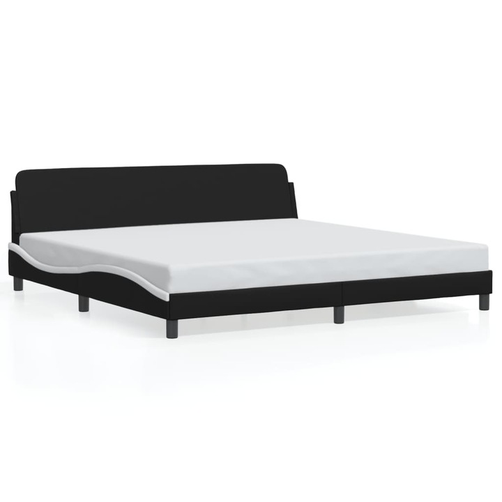 Cadru de pat vidaXL, cu tablie negru si alb 200x200cm, piele artificiala, 26.6 kg 373263