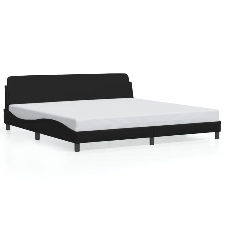 Cadru de pat cu tablie vidaXL, negru, 200x200 cm, piele ecologica, 26.6 kg 373258