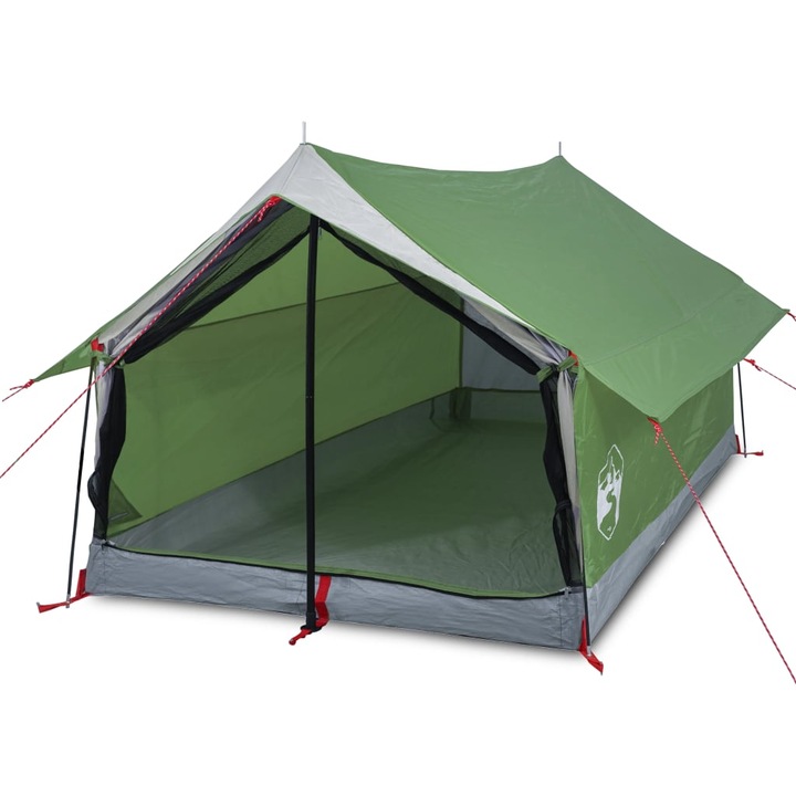 Cort de camping pentru 2 persoane vidaXL, verde, impermeabil 2.2 kg