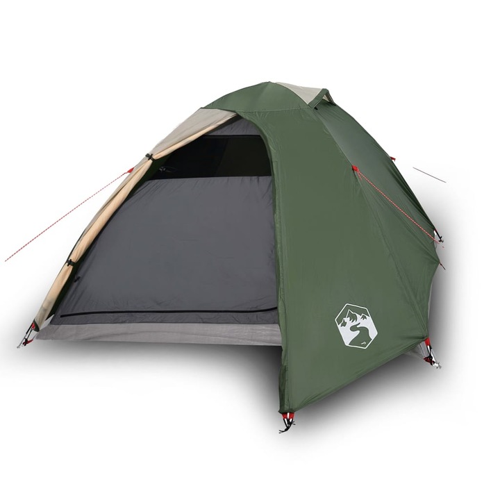 Cort de camping cupola pentru 2 persoane vidaXL, verde, impermeabil 2.85 kg