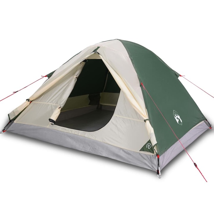 Cort de camping cupola pentru 3 persoane vidaXL, verde, impermeabil, 2.85 Kg