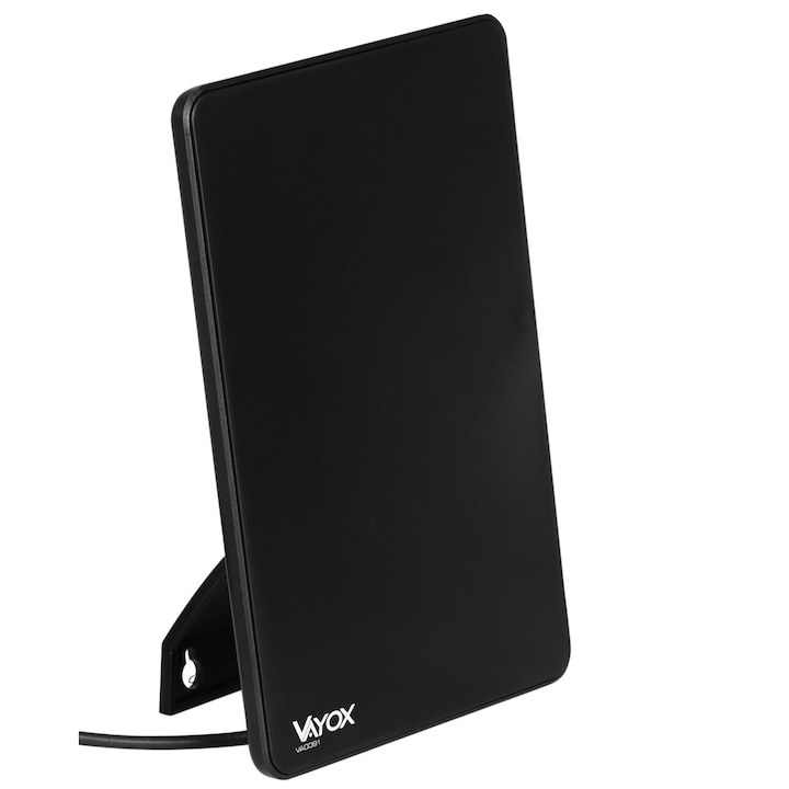 Vayox TV antenna, DVB-T/DVB-T2 földi televízióhoz, erősítővel, belső, VHF, UHF, FULL HD, 4K, LTE 4G szűrő, 2m kábel, 5V