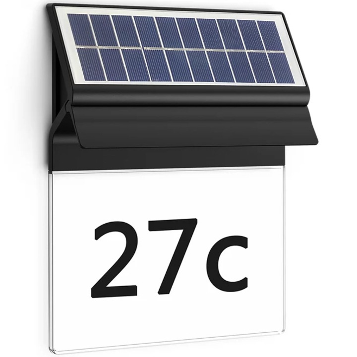 Lampa solara numar casa Philips Enkara, cu senzor lumina, 0.2W, 17 lm, lumina alba calda (2700K), IP44, Negru