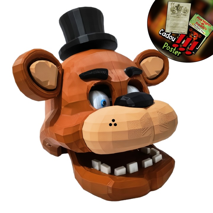 Jucarie interactiva Freddy Fazbear, Lumina RGB In Intuneric, Plastic, Maro, 30x20x25 cm