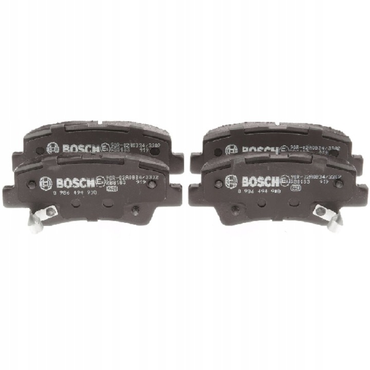 Комплект спирачни накладки Bosch 0 986 494 908, Low-Metallic, ECE-R90, за Hyundai, Kia, Ssangyong, 15.7x99.9x41.2mm