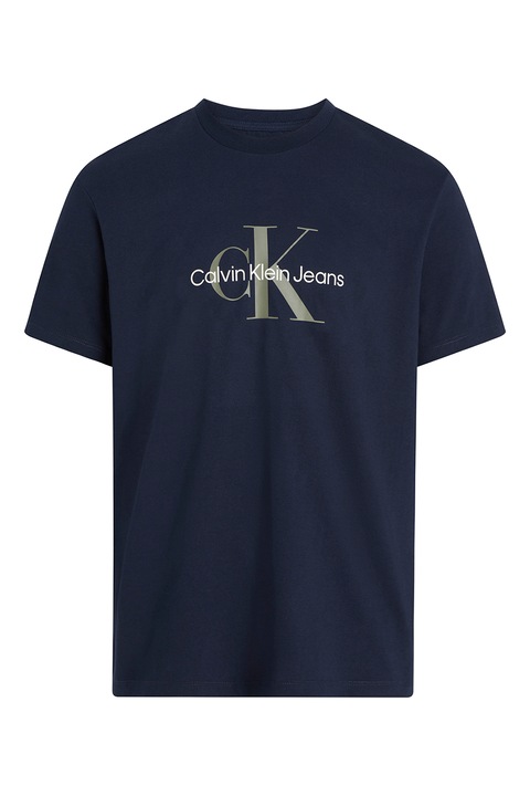CALVIN KLEIN JEANS, Tricou de bumbac cu imprimeu logo, Kaki/Bleumarin