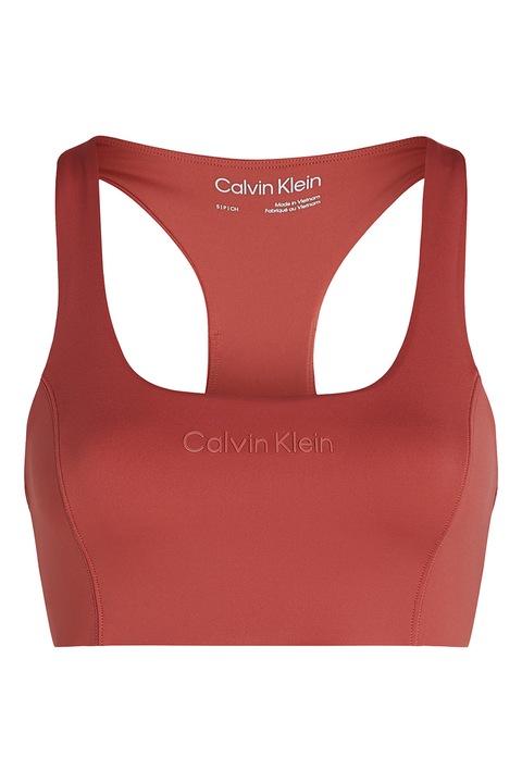 CALVIN KLEIN, Bustiera cu sustinere medie, pentru antrenament, Caramiziu, XS