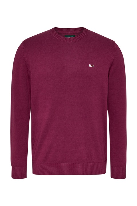 Tommy Jeans, Szűk fazonú organikuspamut pulóver, Bíborszín