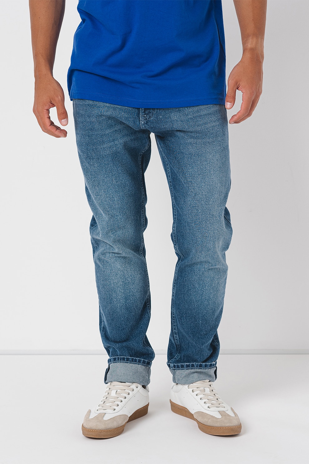 Tommy Jeans, Blugi drepti cu aspect decolorat, Albastru prafuit, W34-L32