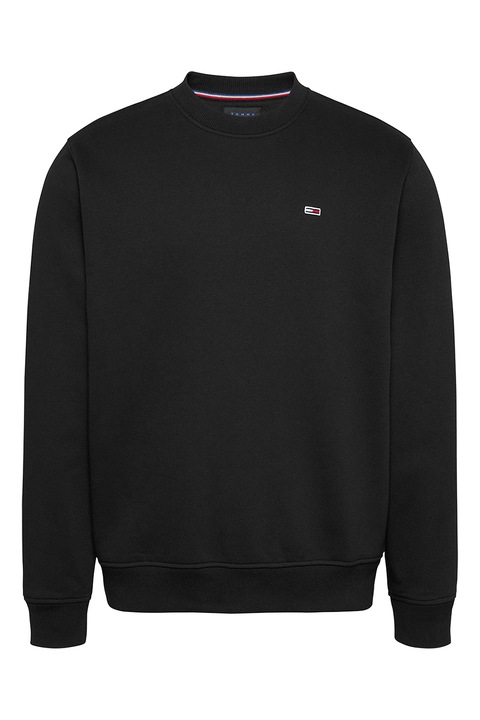 Tommy Jeans, Bluza de trening cu decolteu la baza gatului si logo discret, Negru