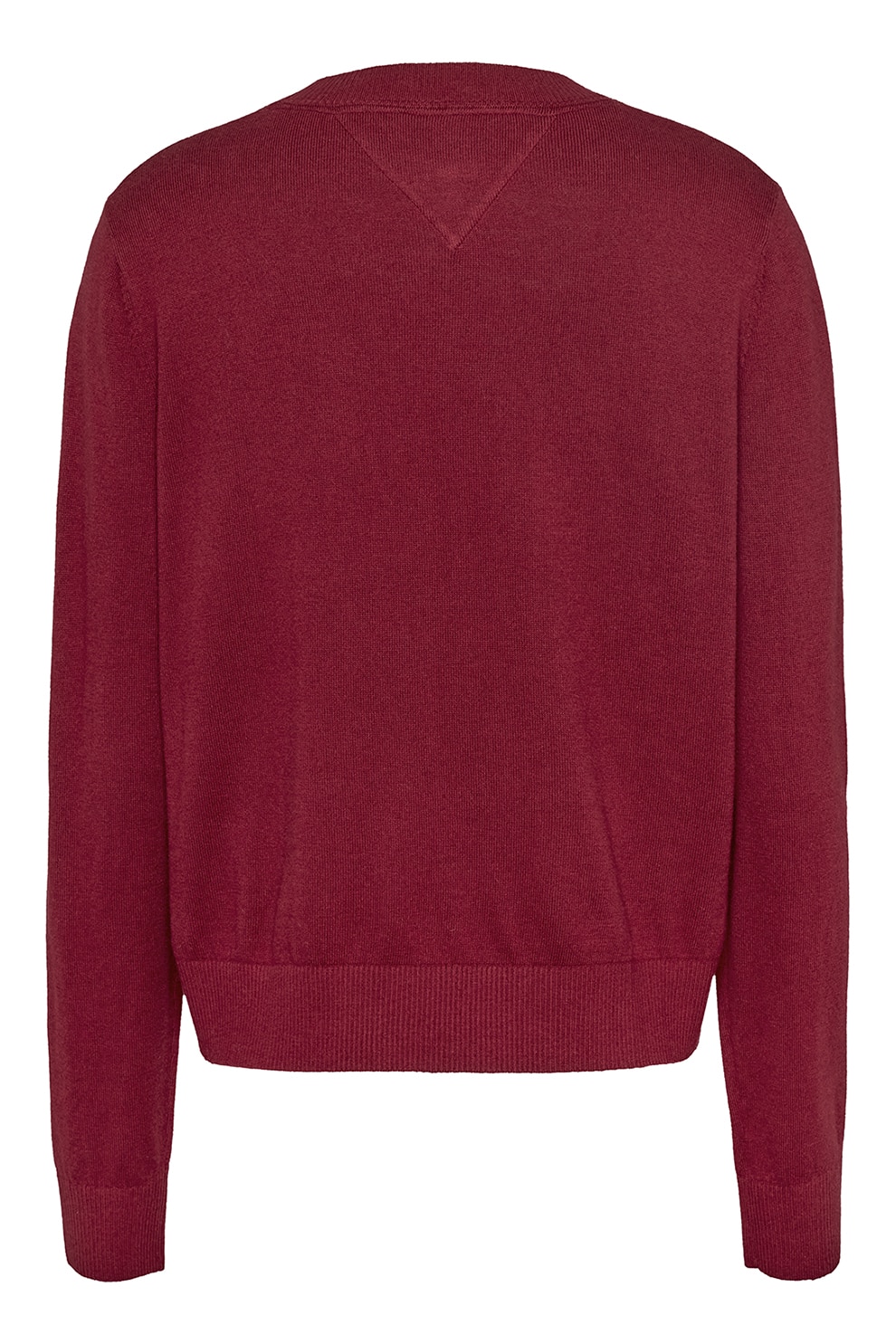 Tommy Jeans, Pulover cu decolteu la baza gatului si striatii, Rosu