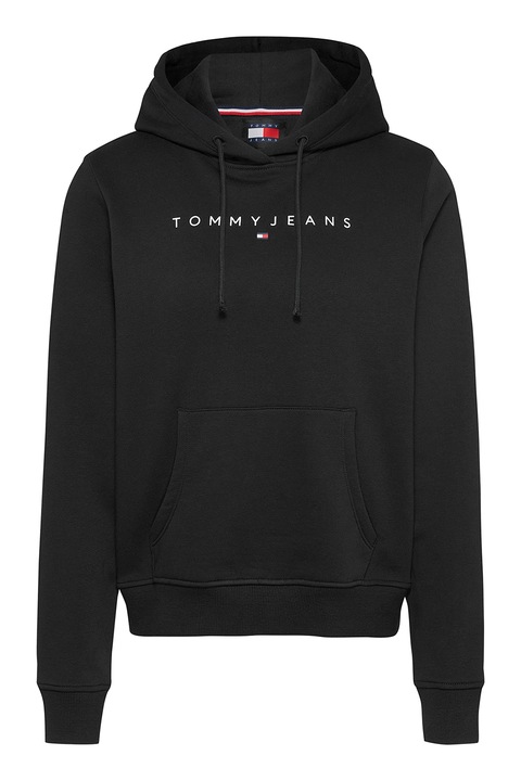 Tommy Jeans, Hanorac regular-fit cu logo brodat, Negru