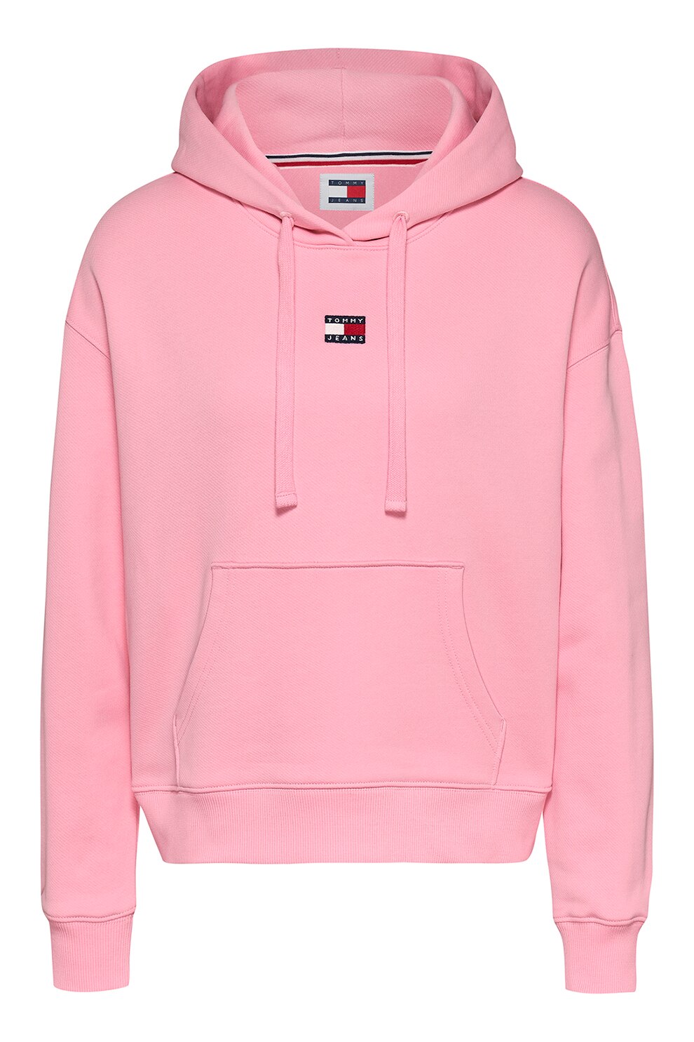Tommy Jeans, Hanorac cu buzunar kangaroo si logo discret, Roz