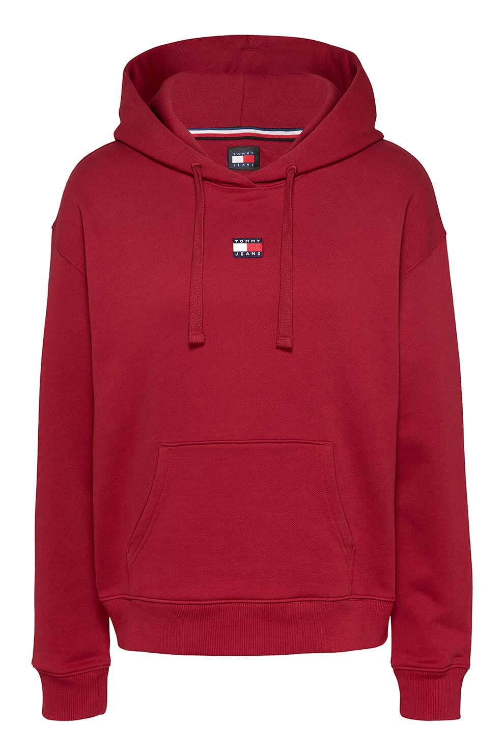 Tommy Jeans, Hanorac cu buzunar kangaroo si logo discret, Rosu, XS