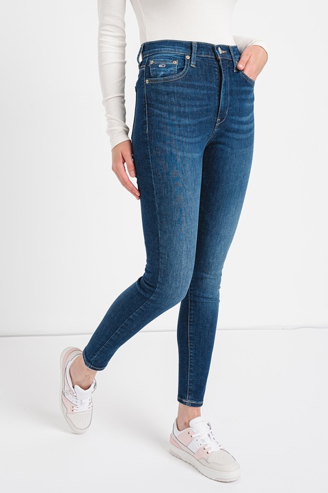 Tommy Jeans, Blugi skinny cu talie inalta Sylvia, Bleumarin