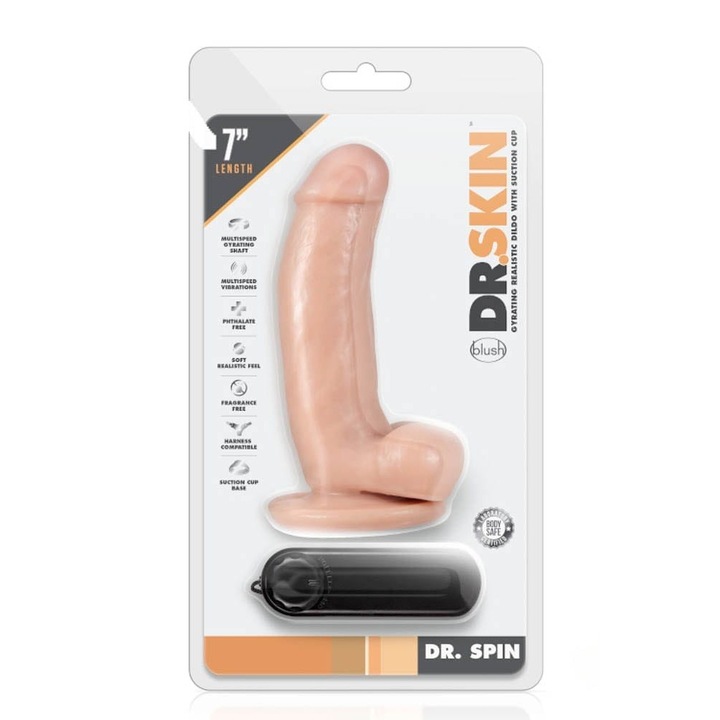 Дилдо Blush, Dr. Skin Dr. Spin, телесен цвят