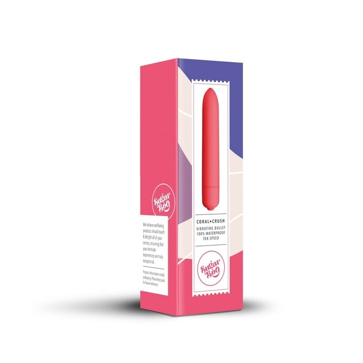 Вибратор Rocks-Off, SugarBoo, Coral Crush, Водоустойчив, Дължина 6-10 см, Диаметър 1.6-2.4 см, Батерия 1 x AAA, Силикон/ABS, Червен