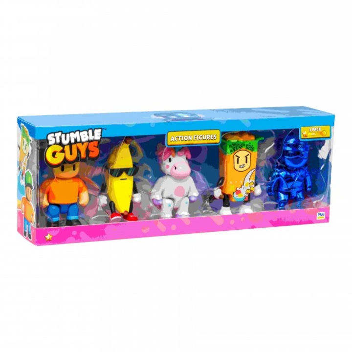 Set 5 figurine Stumble Guys, PMI Kids World, +8 ani, 15x42x8.8cm