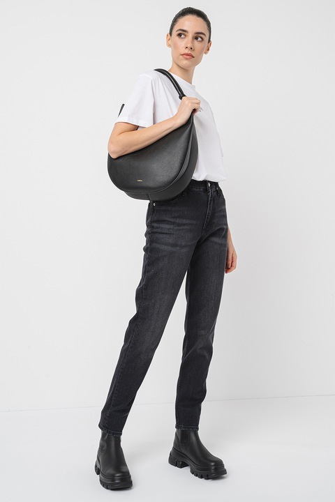 CALVIN KLEIN JEANS, Дънки тип Mom с висока талия, Избеляло черно