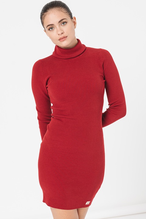 CALVIN KLEIN JEANS, Bodycon fazonú mini garbóruha, Sötétpiros