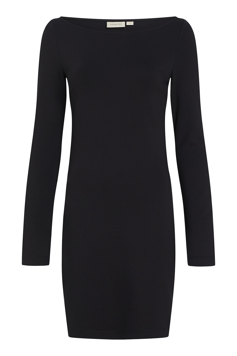 CALVIN KLEIN JEANS, Rochie cambrata cu decolteu barcuta, Negru, XS
