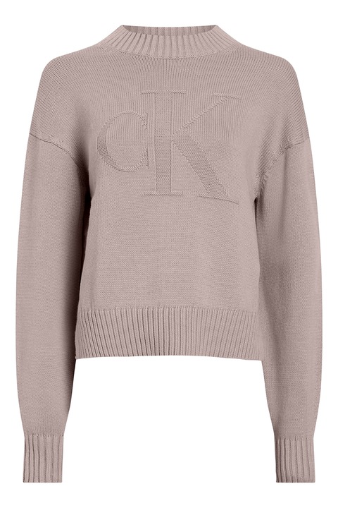CALVIN KLEIN JEANS, Pulover din amestec de lana cu logo si maneci cazute, Roz prafuit, M