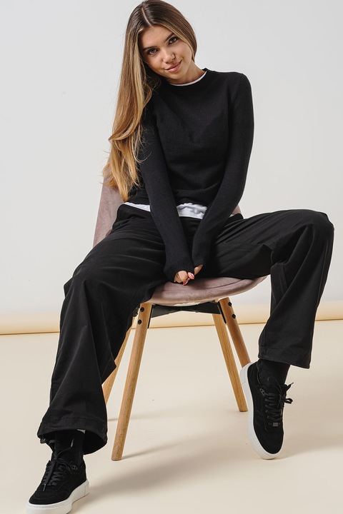 CALVIN KLEIN JEANS, Pantaloni cu croiala ampla si buzunar lateral cu clapa, Negru