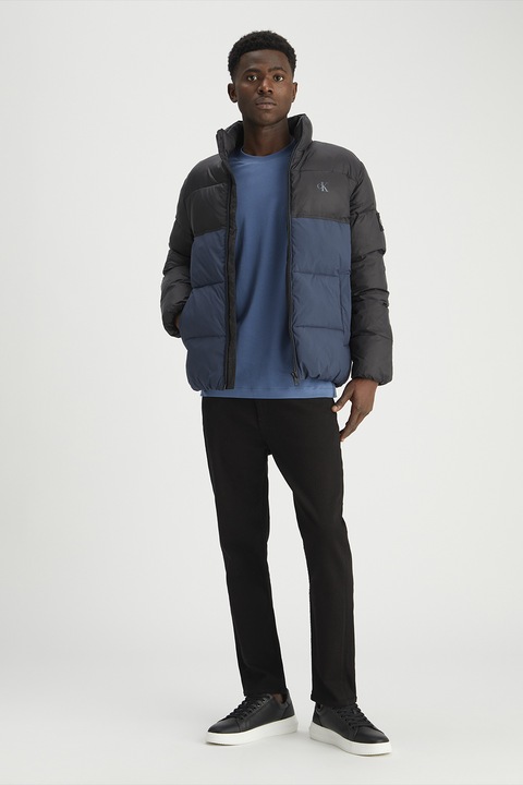 CALVIN KLEIN JEANS, Bélelt télikabát logóval, Fekete/Kék