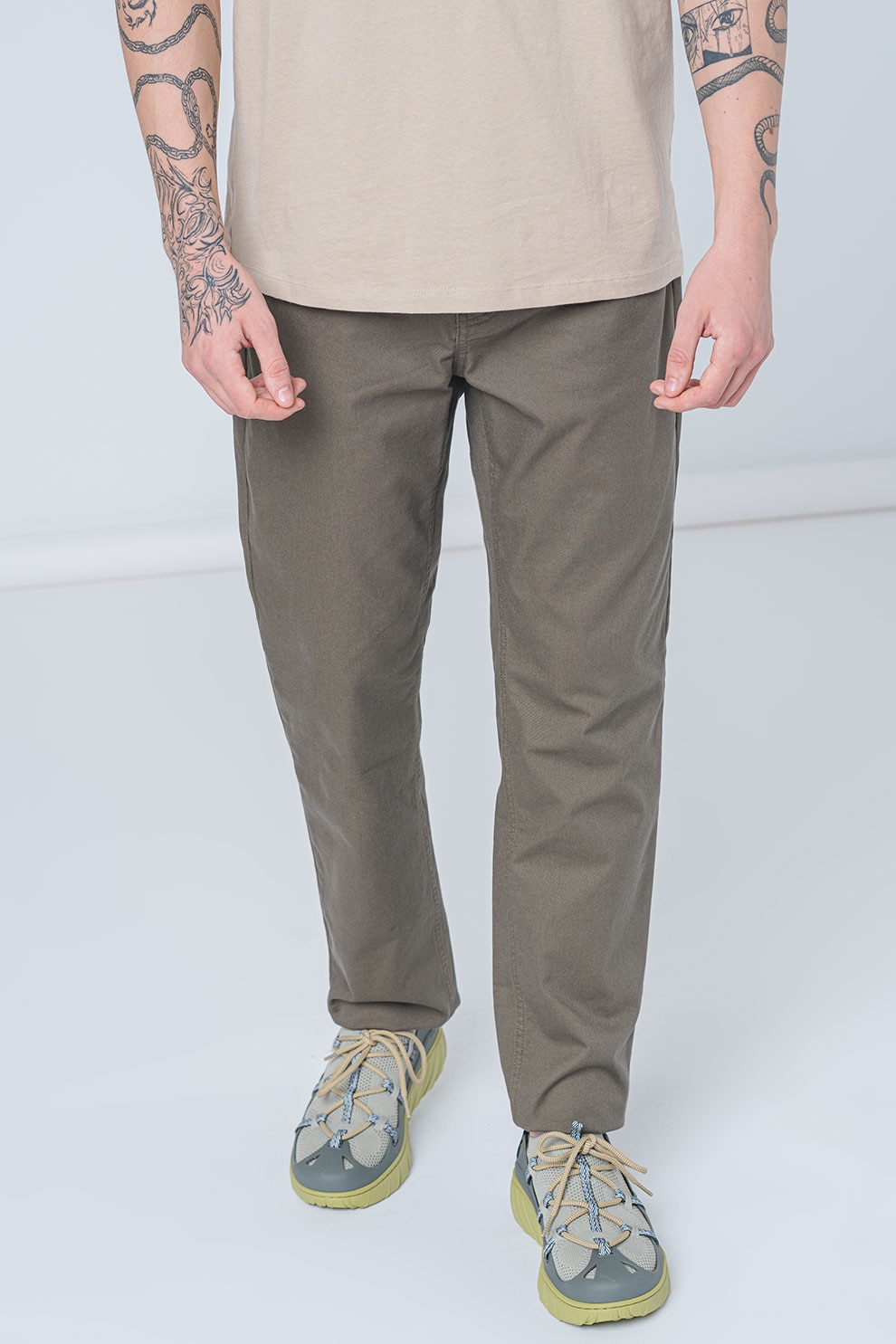 CALVIN KLEIN JEANS, Pantaloni relaxed fit din amestec de bumbac, Kaki, W34-L32