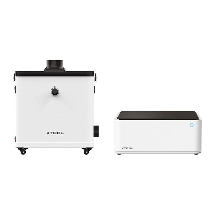 Lézergravírozó és füsttisztító készlet, Xtool, M1, 10 W, pontosság 0,01 mm, fához, 385 x 300 mm, fehér / fekete