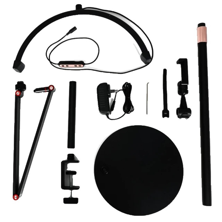 Lampadar si lampa de masa 2-in-1, reglabil, lumina rece/naturala/calda, negru, 20W, 3000K-6000K, set